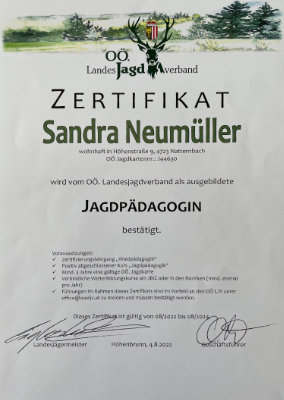 Zertifikat Jagdpädagogin