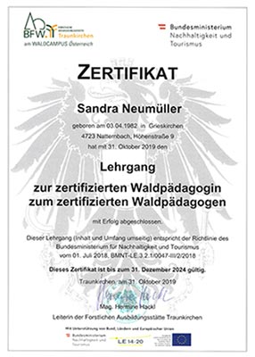Zertifikat Waldpädagogin